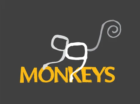 99 Monkeys logo on charcoal